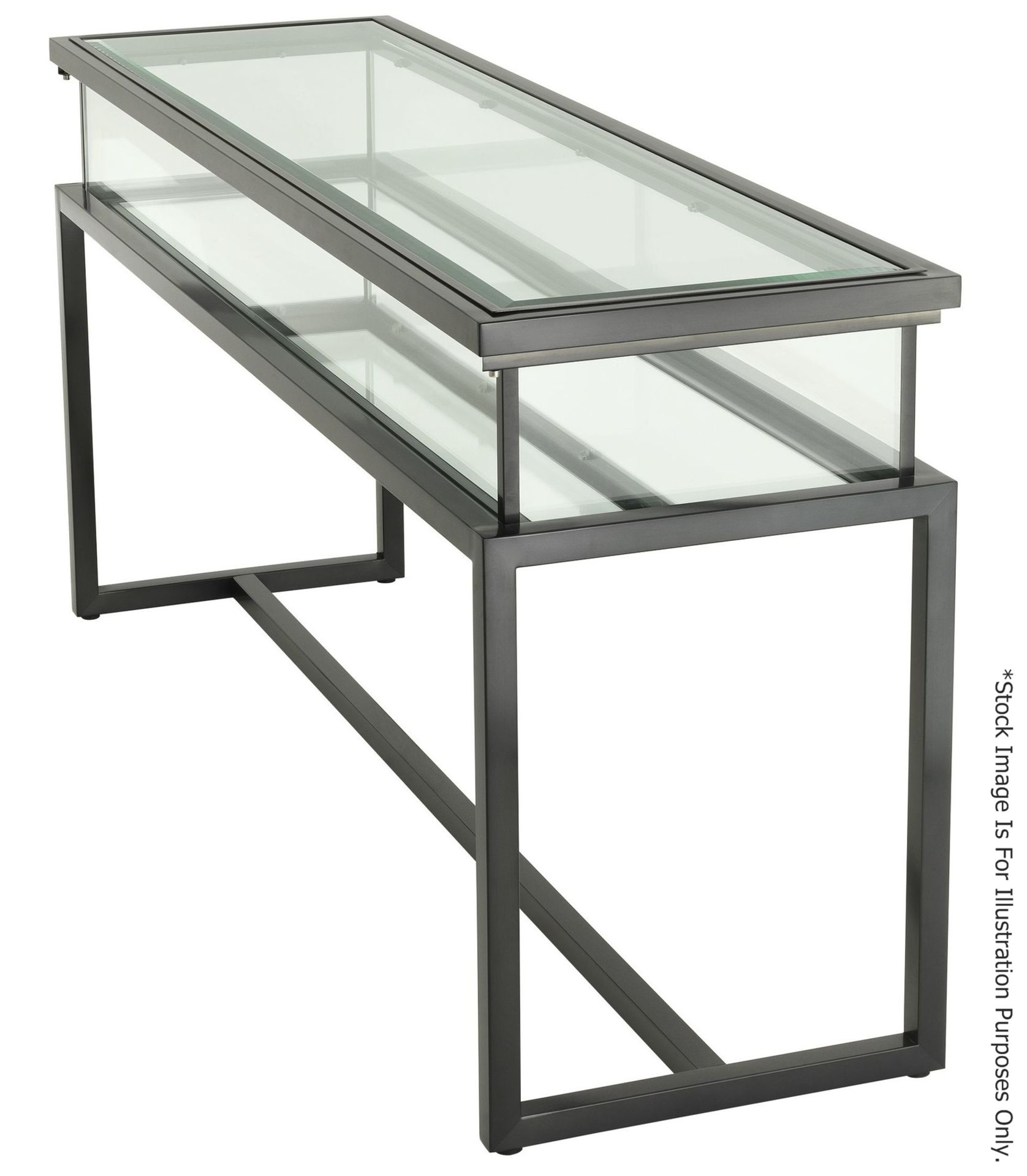 1 x EICHHOLTZ Luxury Console Table Harvey With A Sliding Glass Top And Steel Frame - RRP £3,839 - Image 2 of 16