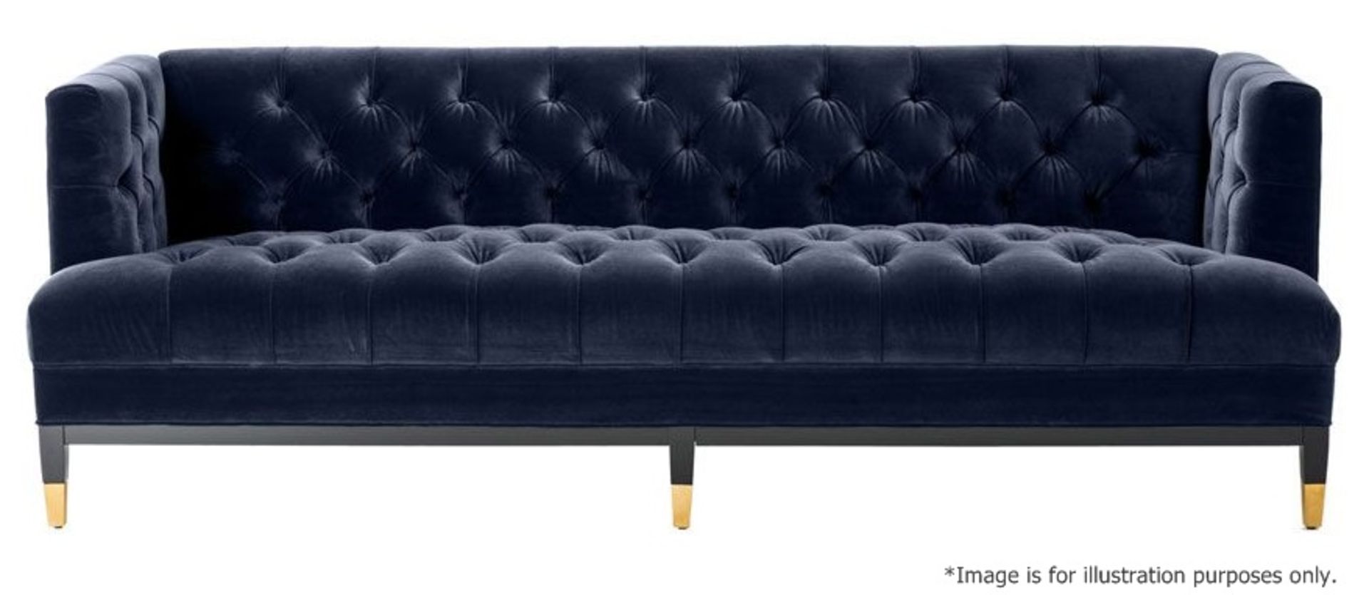 1 x EICHHOLTZ 'Castelle' 2.3 Metre Long Sofa Upholstered In Midnight Blue Velvet - RRP £3,320 - Image 6 of 10