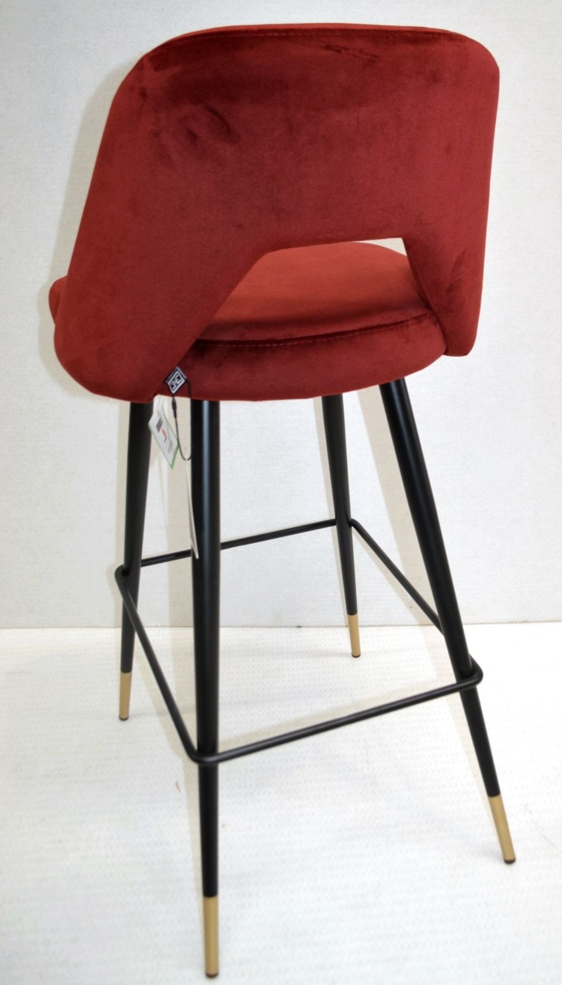 A Pair Of EICHHOLTZ 'Avorio' Luxury Counter Stools - Upholstered In An Opulent Roche Bordeaux (Red - Image 6 of 13