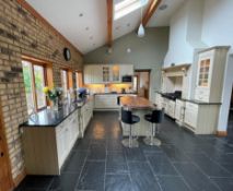1 x Solid Wood Hand Painted Fitted Kitchen With Contemporary Island And Granite Worktops - NO VAT