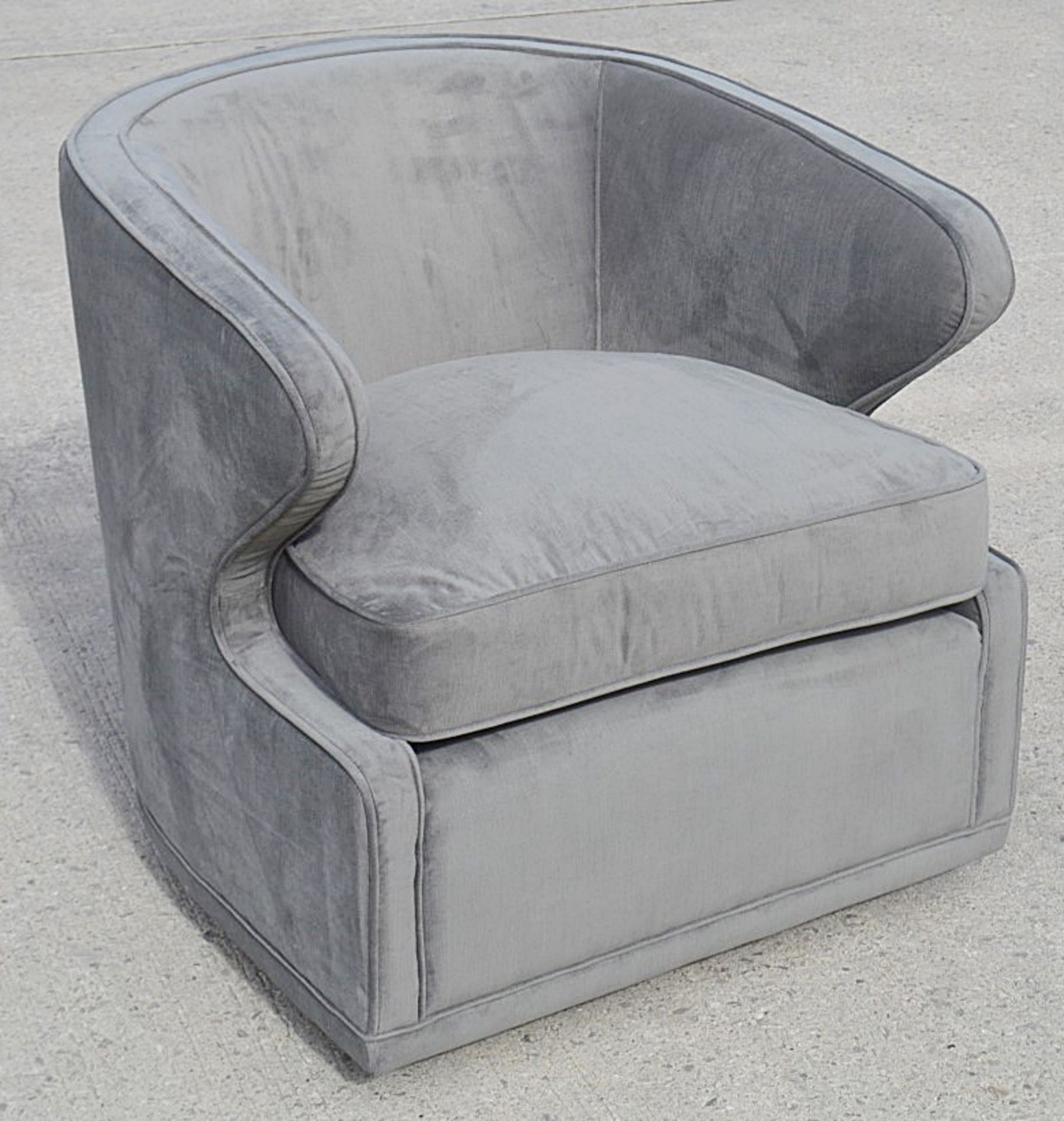 1 x EICHHOLTZ 'Dorset' Velvet Upholstered Chair In Granite Grey With Swivel Base - Ref: 5836384(B)/ - Image 3 of 13