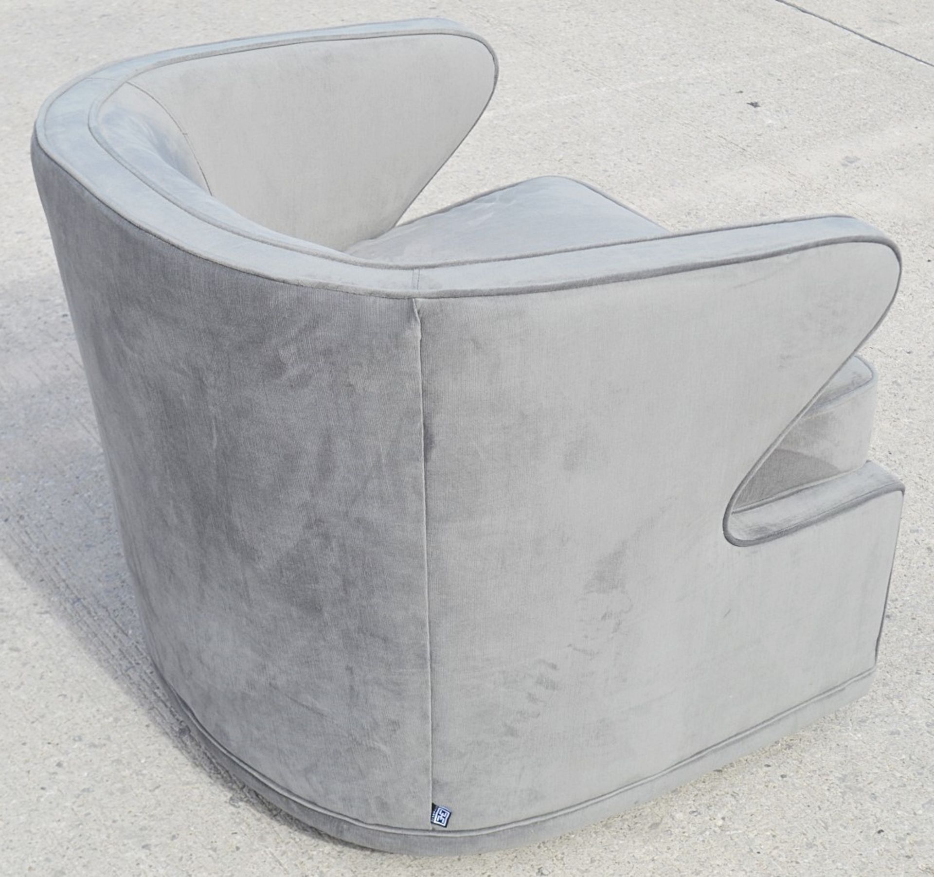 1 x EICHHOLTZ 'Dorset' Velvet Upholstered Chair In Granite Grey With Swivel Base - Ref: 5836384(B)/ - Image 10 of 13