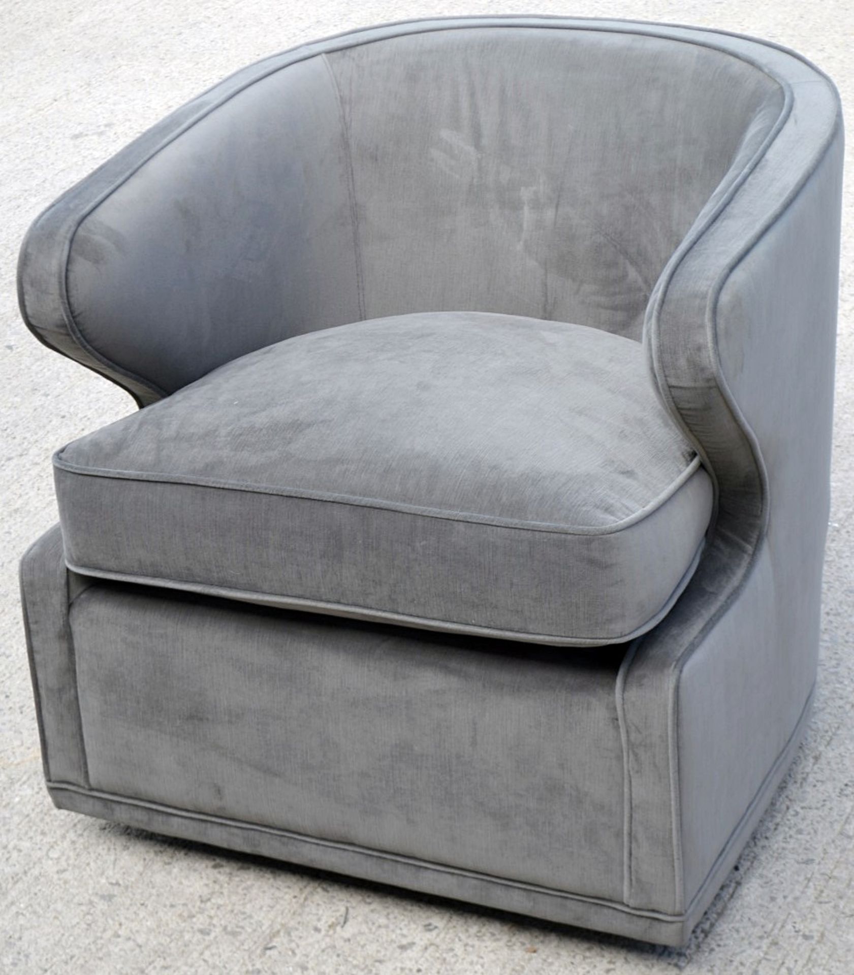 1 x EICHHOLTZ 'Dorset' Velvet Upholstered Chair In Granite Grey With Swivel Base - RRP £1,189 - Image 3 of 13