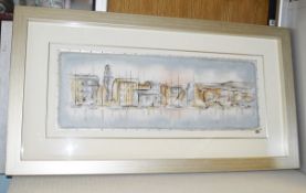 1 x Framed Original Mixed Media Artwork 'Mouillage De Bateau I' By Kevin Blackham - Signed / Mounted