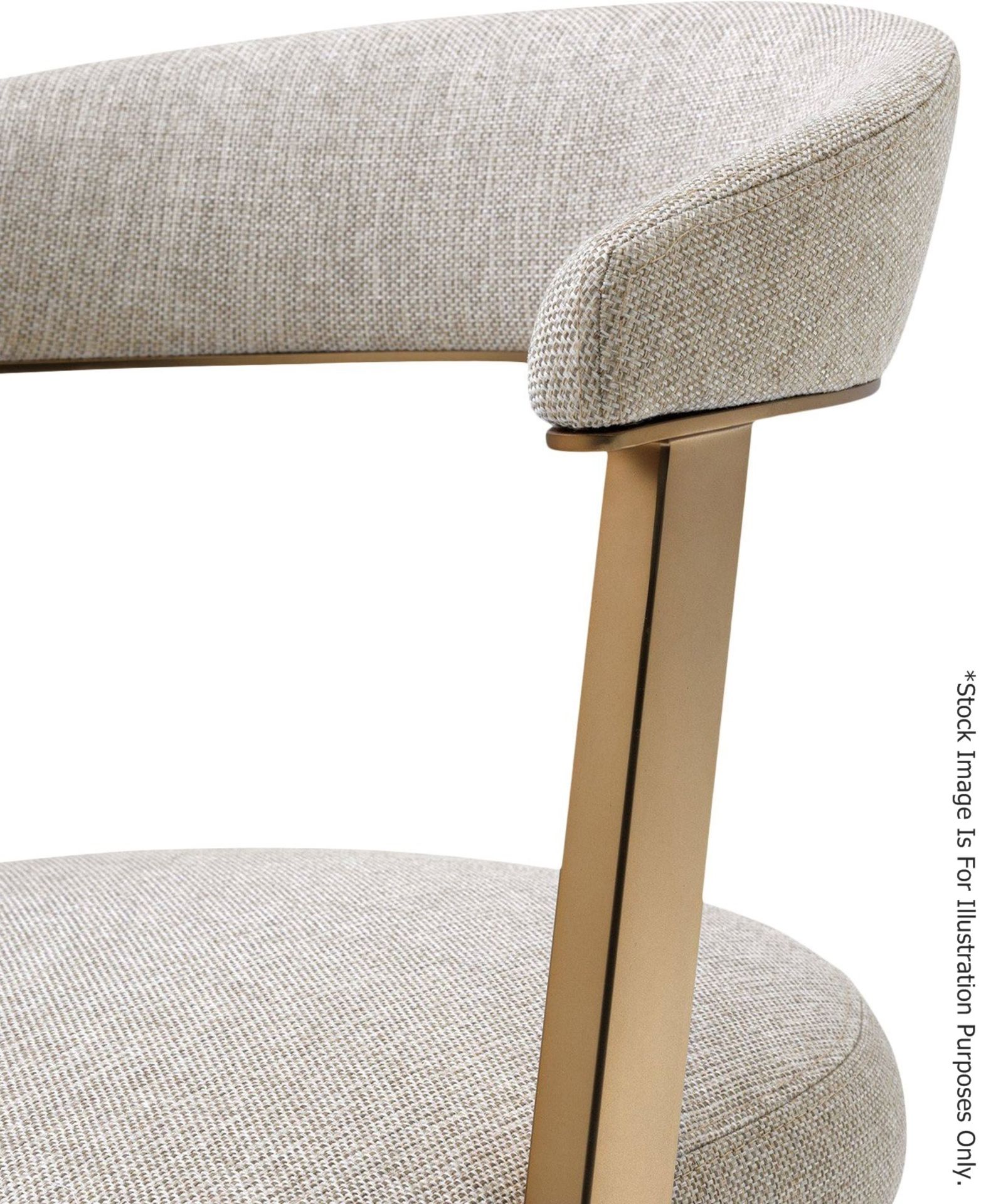 1 x EICHHOLTZ 'Dexter' Upholstered Brass Chair - In A Loki Natural Upholstery - Ref: 5836364/JUN21 - - Image 3 of 16