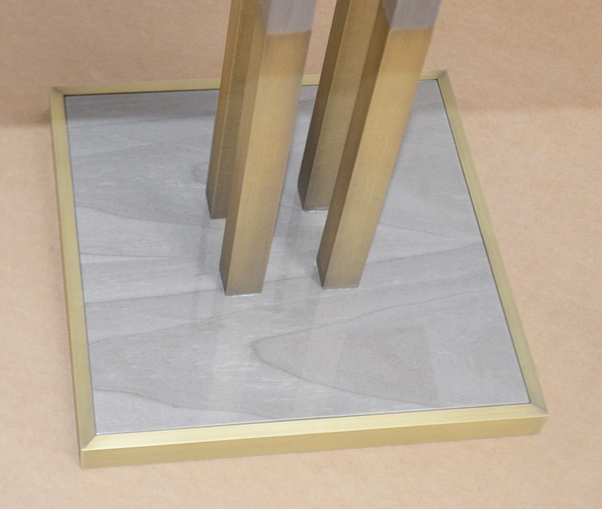 1 x FRATO 'Perth' Luxury Side Table With A Limed Wood Finish, and Brushed Brass Details - - Image 5 of 5
