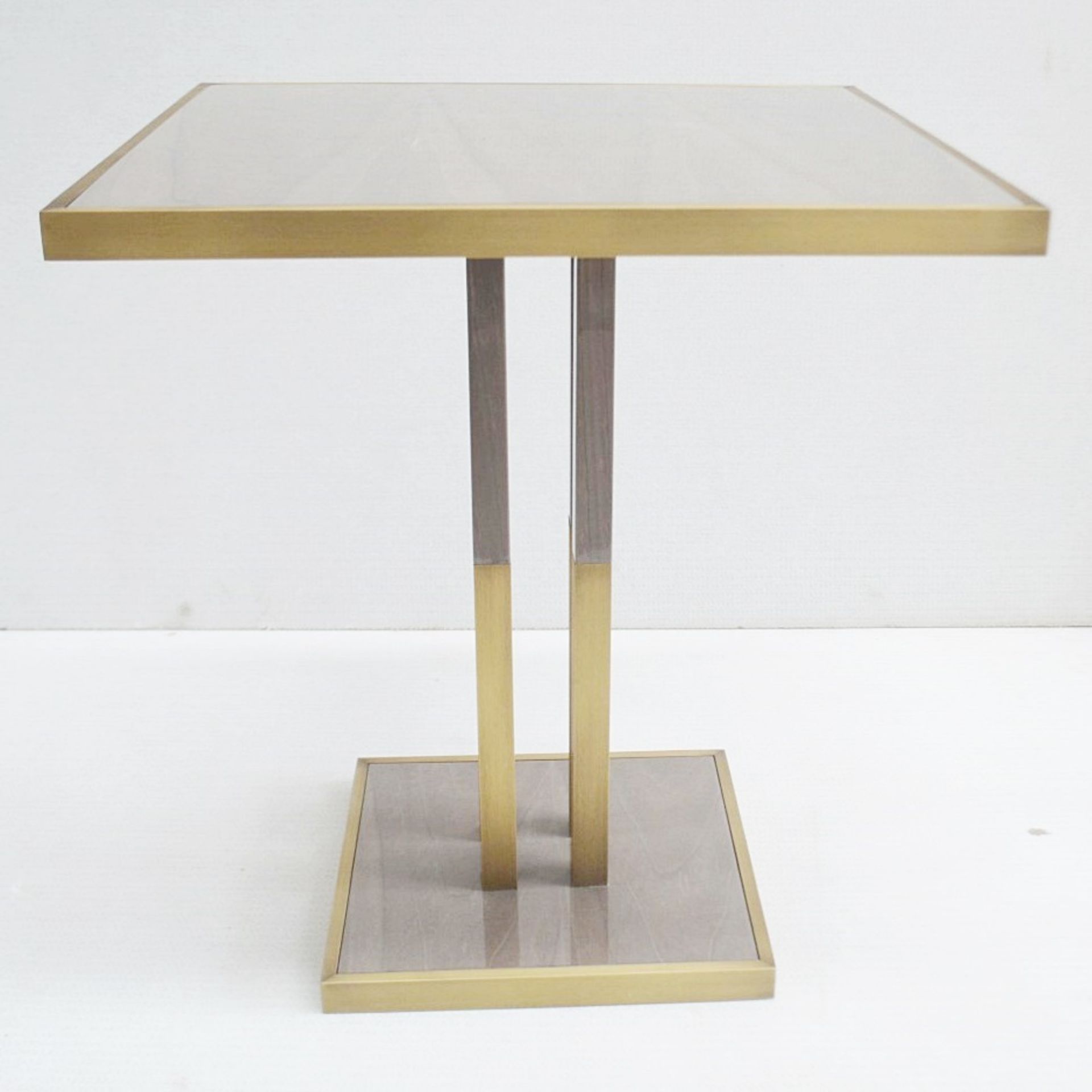 1 x FRATO 'Perth' Luxury Side Table With A Limed Wood Finish, and Brushed Brass Details -