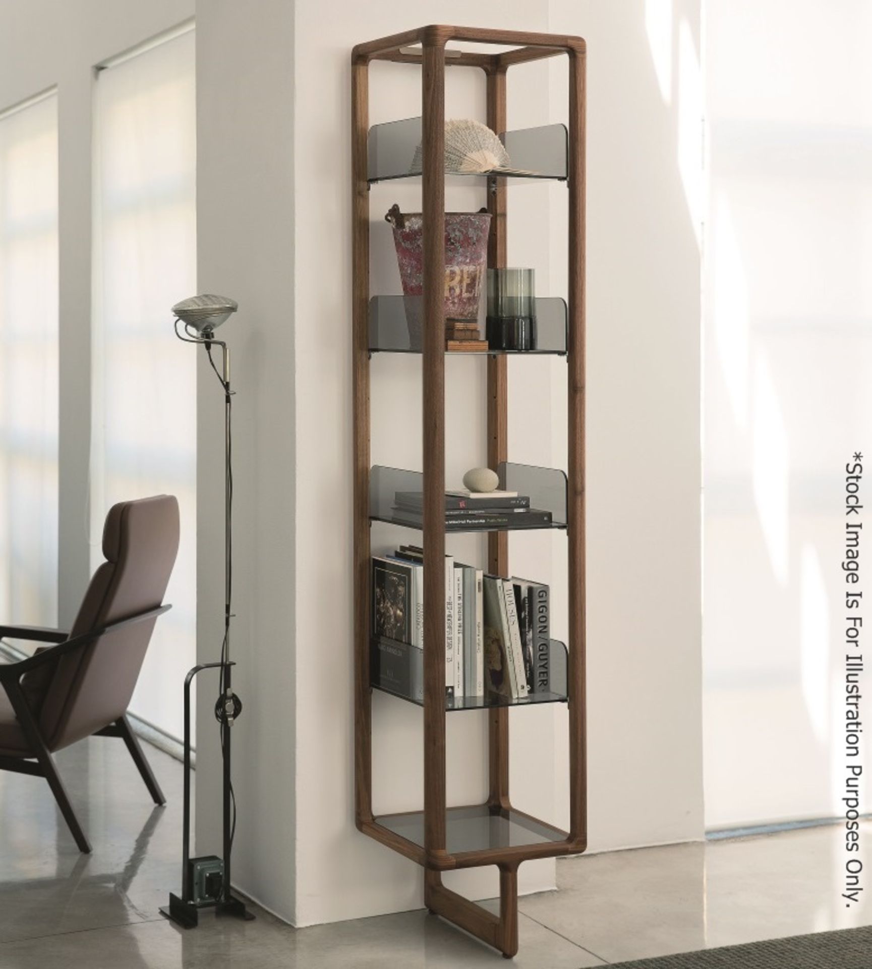 1 x PORADA 'Myria' 2-Metre Tall Designer Bookcase In Solid Canaletta Walnut - Original RRP £4,316