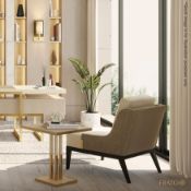 1 x FRATO 'Perth' Luxury Side Table In Wenge With Brushed Brass Details - RRP £1,626