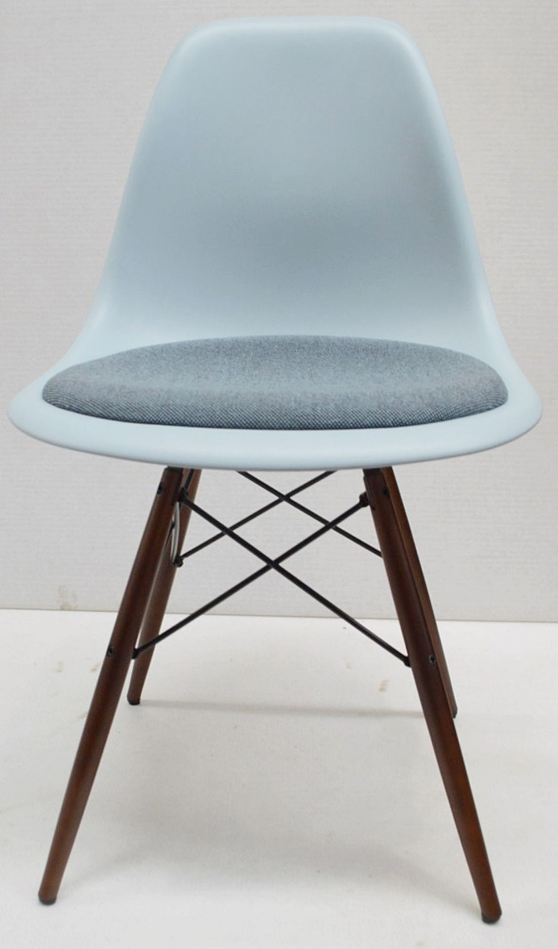 1 x VITRA Eames DSW Designer Chair With Upholsted Seat And Maple Base In A Dark Stain