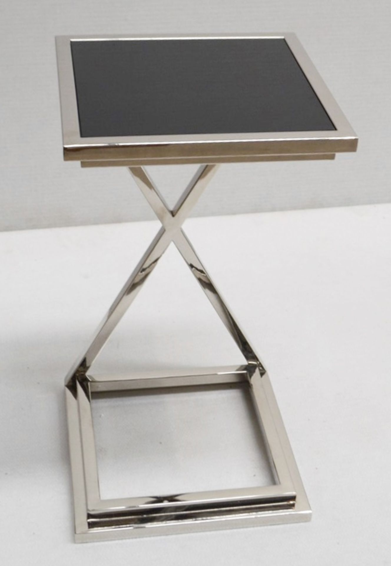 1 x EICHHOLTZ Cross Nickel Side Table With A Smoked Glass Top - Original RRP £260.00 - Image 3 of 8