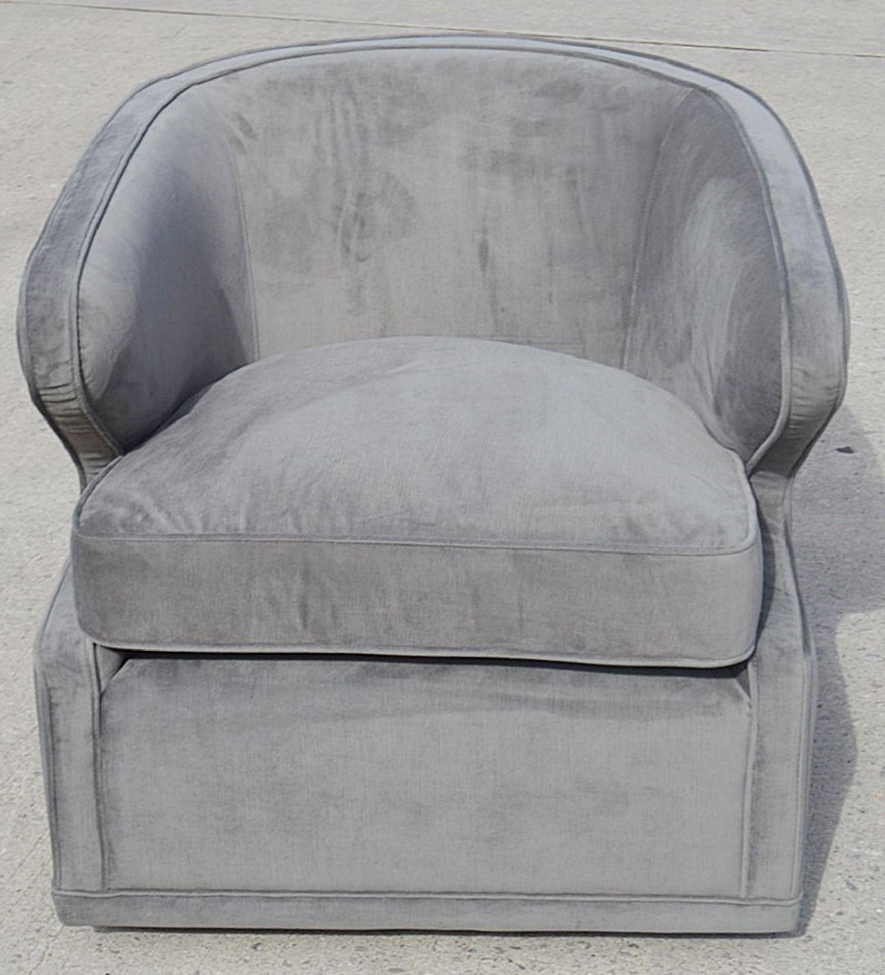 1 x EICHHOLTZ 'Dorset' Velvet Upholstered Chair In Granite Grey With Swivel Base - Ref: 5836384(B)/ - Image 4 of 13