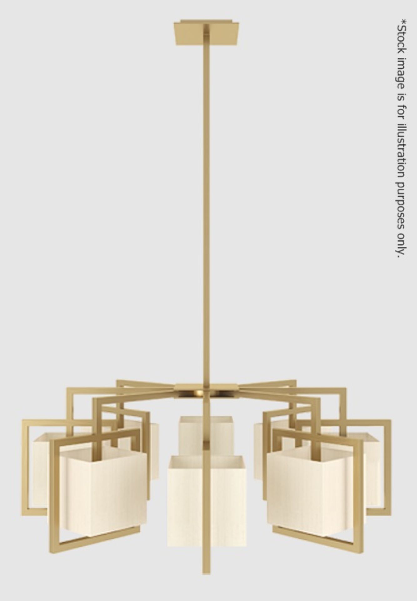 1 x FRATO 'DOMAIN' Designer 8-Light Ceiling Chandelier With Cubed Shades In Pulled-Silk - - Image 2 of 11