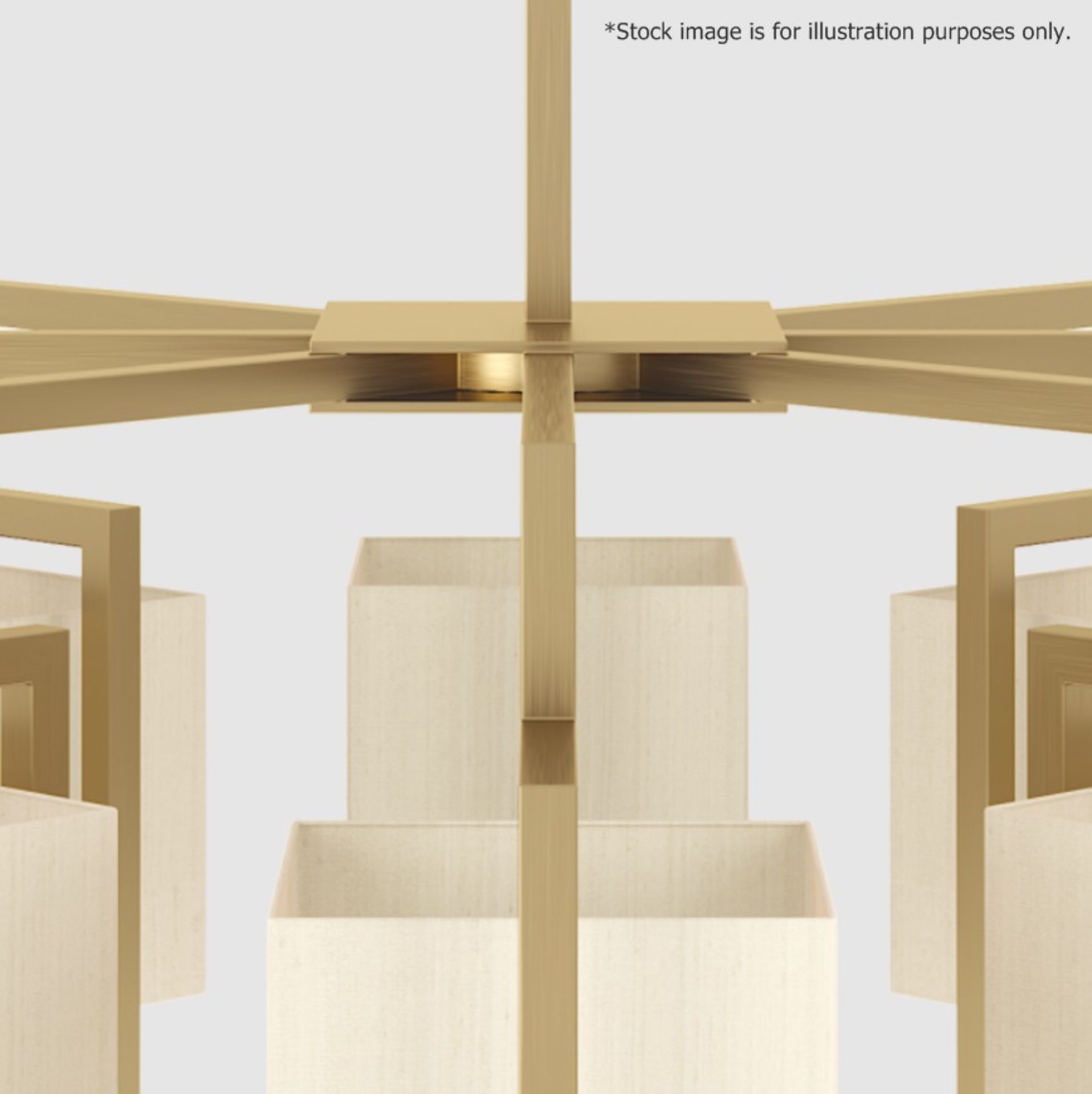 1 x FRATO 'DOMAIN' Designer 8-Light Ceiling Chandelier With Cubed Shades In Pulled-Silk - - Image 3 of 11