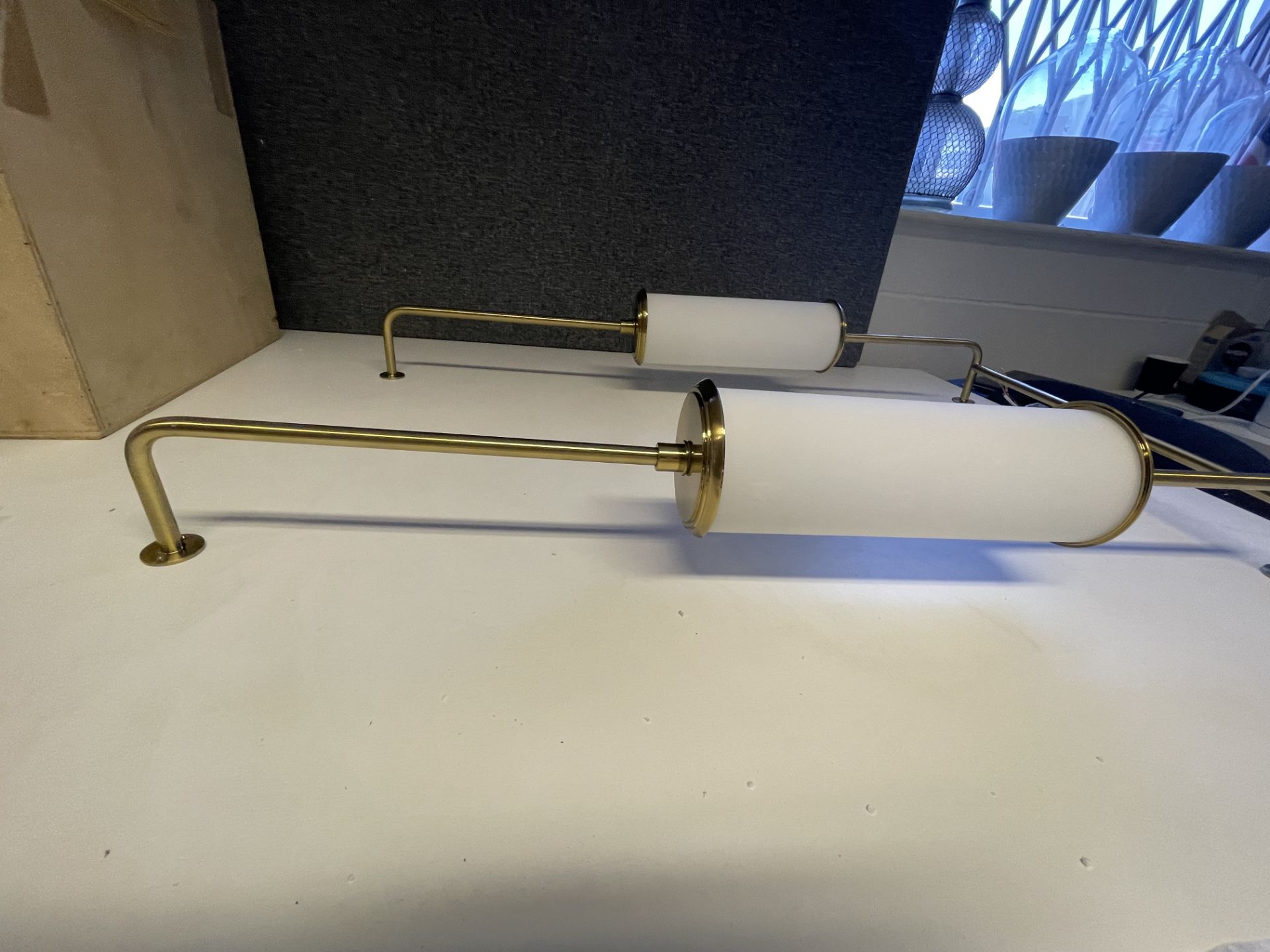 1 x Chelsom Polished Brass Wall Light (height 95cm x width 58cm x 15cm depth) with Double smoke gla - Image 5 of 16