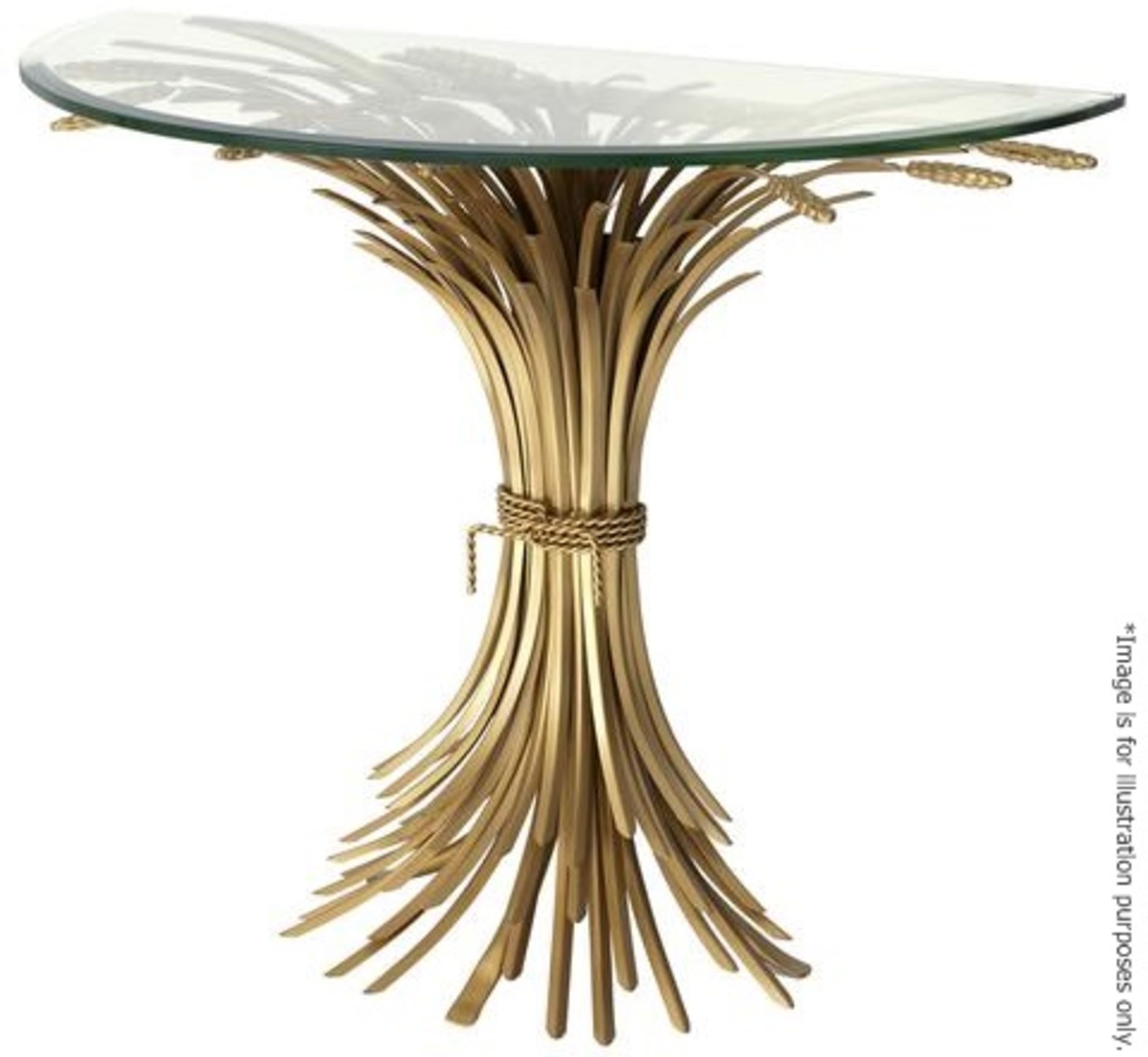 1 x EICHHOLTZ 'Bonheur' Glass-topped Iron Console Table With An Antique Gold Finish - RRP £1,585