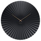 1 x Karlsson 'Sensu' Designer Wall Clock In BLACK - 40cm In Diameter - Brand New Boxed Stock - CL508