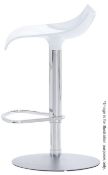 1 x LIGNE ROSET PAM Designer Bar Stool In White 'Synderme' Leather With a Chromed Metal Base