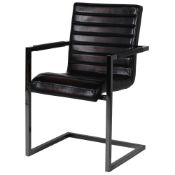 1 x Liquorice Italian Leather Carver Office Chair - Graphite Base - RRP £399 - NO VAT ON THE HAMMER!