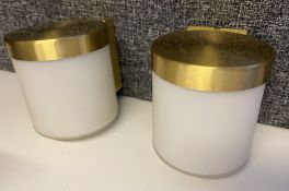 2 x Chelsom Wall lights in a Brushed brass fitting with smoked glass round casement with LED li