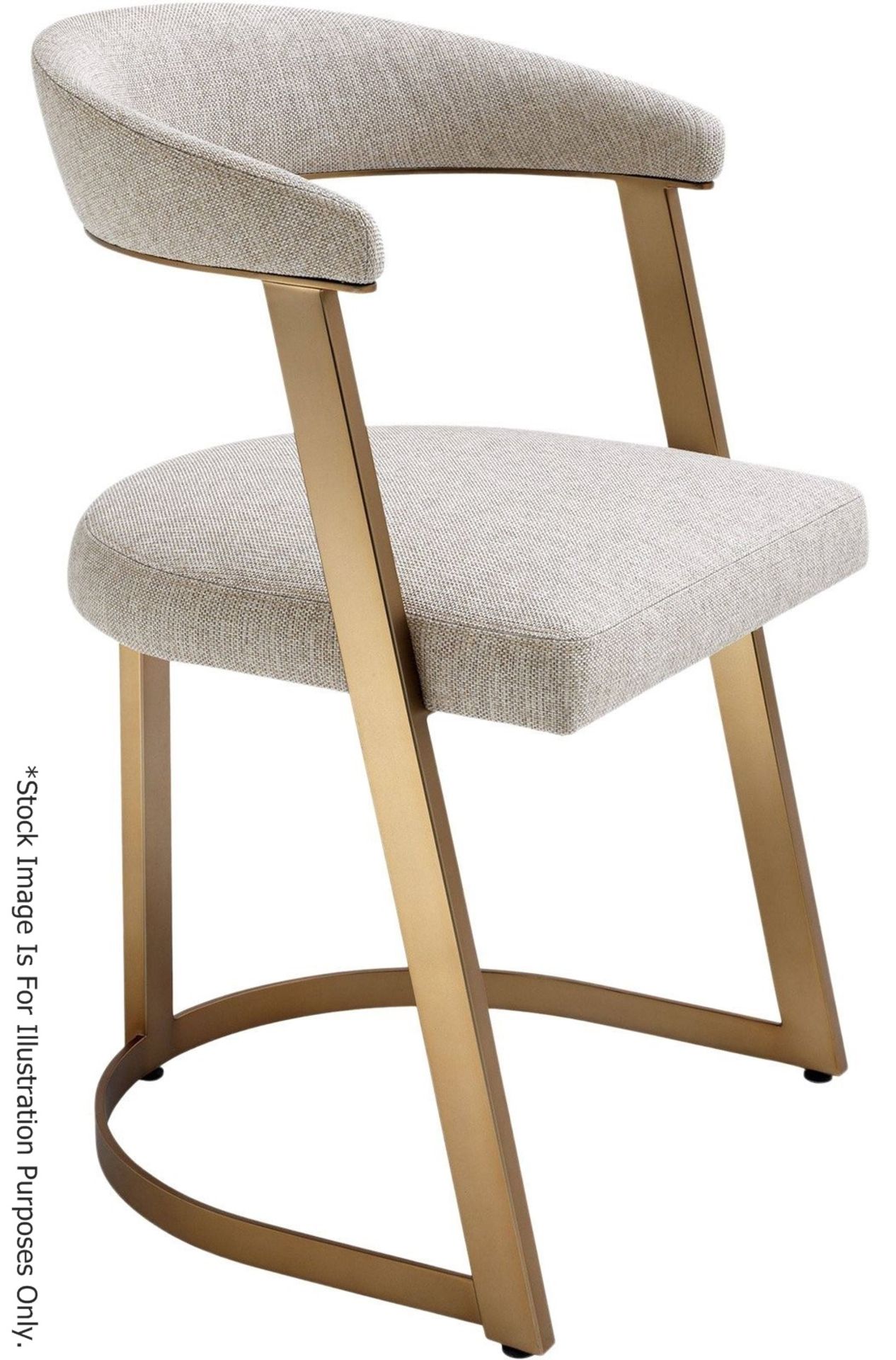 1 x EICHHOLTZ 'Dexter' Upholstered Brass Chair - In A Loki Natural Upholstery - Ref: 5836364/JUN21 -