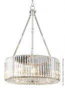 1 x EICHHOLTZ 'Infinity' Art Deco-style Pendant Chandelier Featuring Glass Crystal Rods And A Nickel