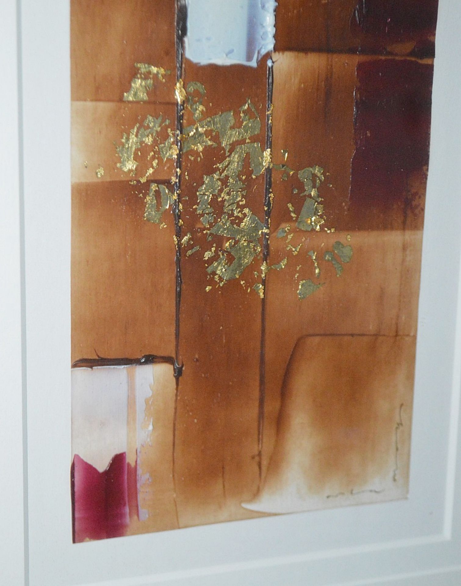 1 x Framed Original Mixed Media Oblong-Shaped Artwork By Orla May In Brown & Gold - Image 6 of 6