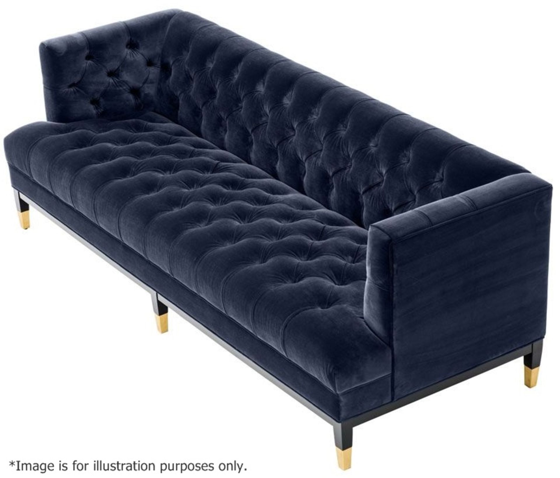 1 x EICHHOLTZ 'Castelle' 2.3 Metre Long Sofa Upholstered In Midnight Blue Velvet - RRP £3,320 - Image 4 of 10