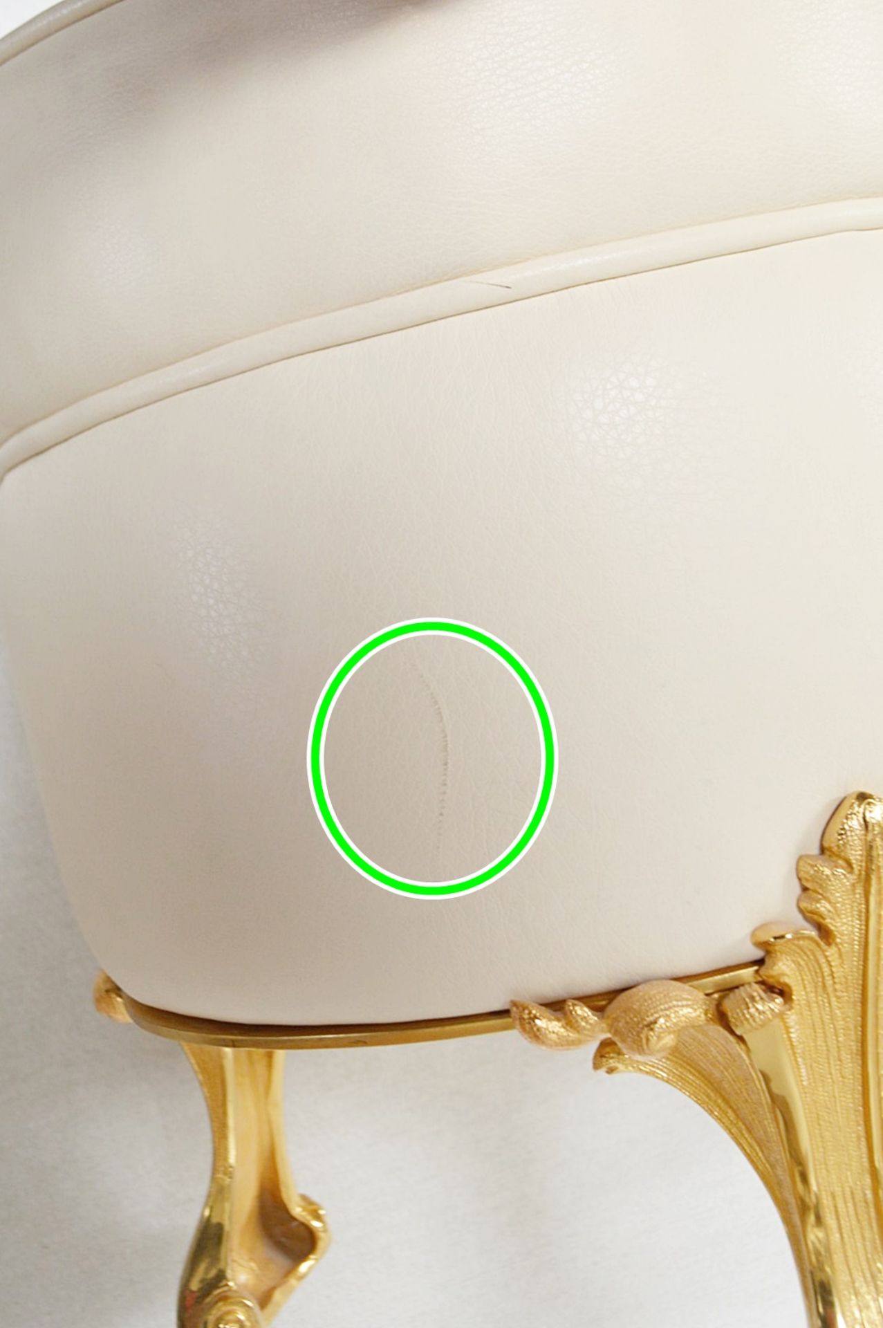 1 x BALDI Luxury Leather Upholstered Stool In Cream With Ornate Claw Feet In Gold - Italian Made - Image 6 of 8