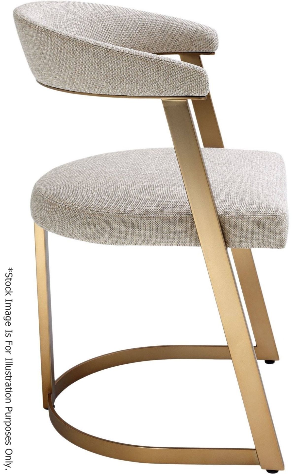 1 x EICHHOLTZ 'Dexter' Upholstered Brass Chair - In A Loki Natural Upholstery - Ref: 5836364/JUN21 - - Image 2 of 16