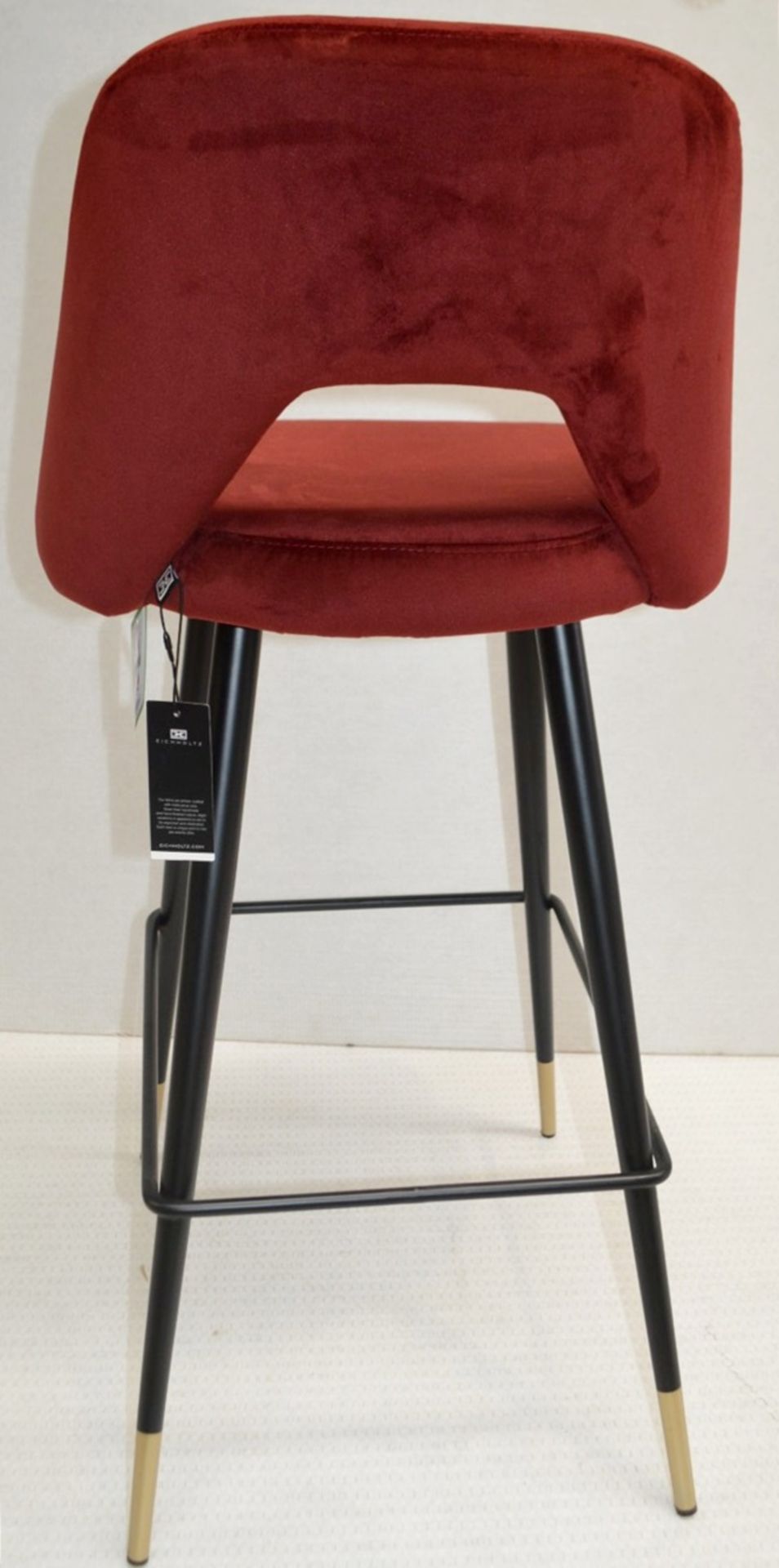 A Pair Of EICHHOLTZ 'Avorio' Luxury Counter Stools - Upholstered In An Opulent Roche Bordeaux (Red - Image 10 of 13