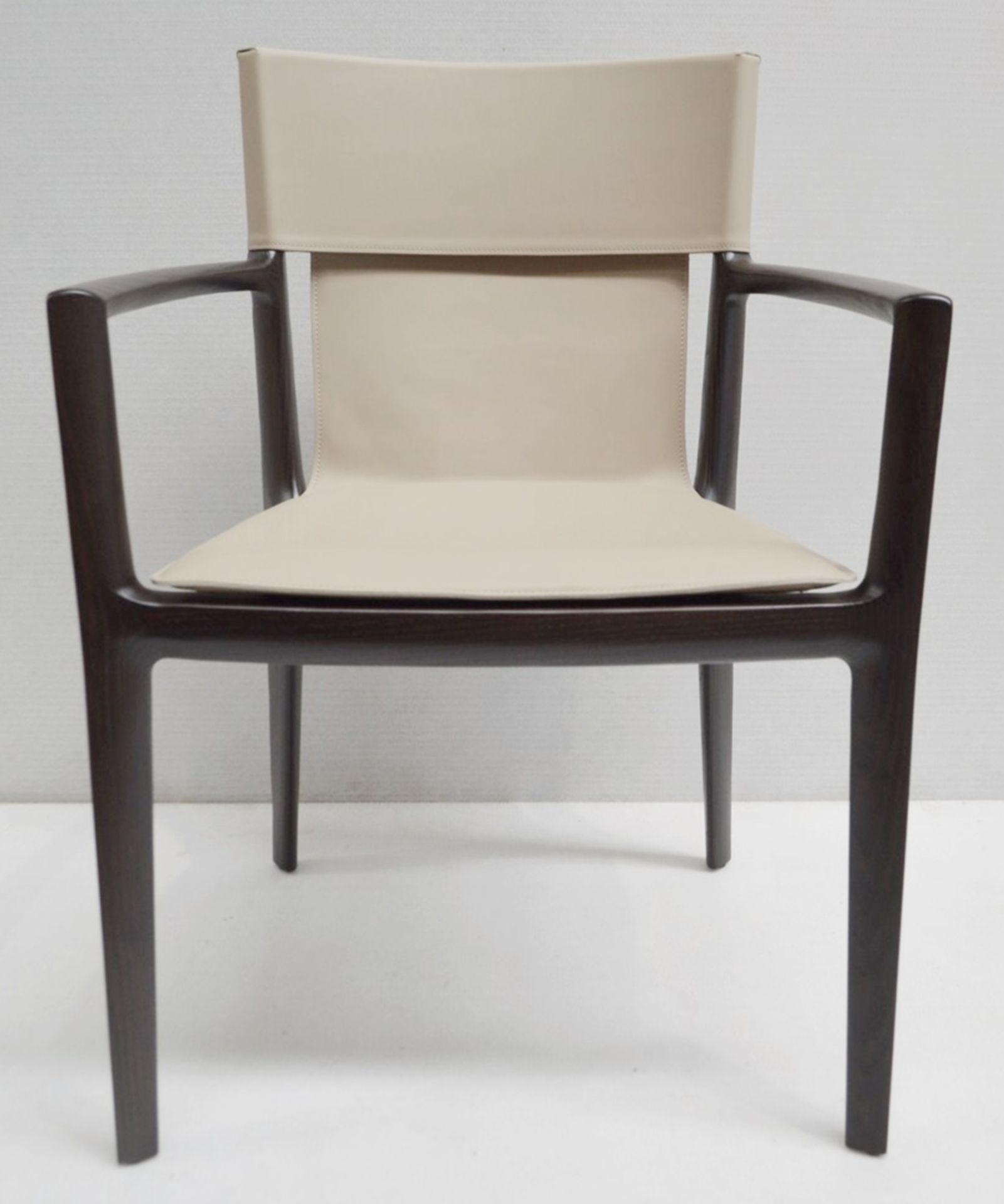 A Pair Of POLTRONA FRAU 'Isadora' Chairs With Arms Upholstered In Beige Saddle Leather - RRP £4,200 - Image 3 of 16