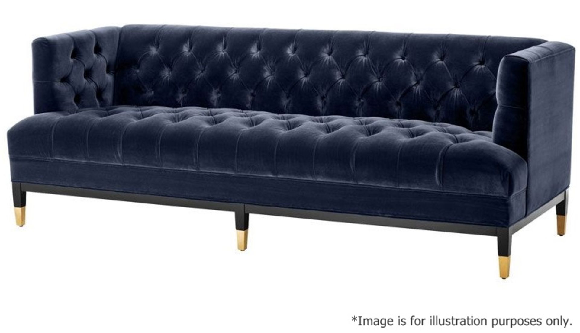1 x EICHHOLTZ 'Castelle' 2.3 Metre Long Sofa Upholstered In Midnight Blue Velvet - RRP £3,320