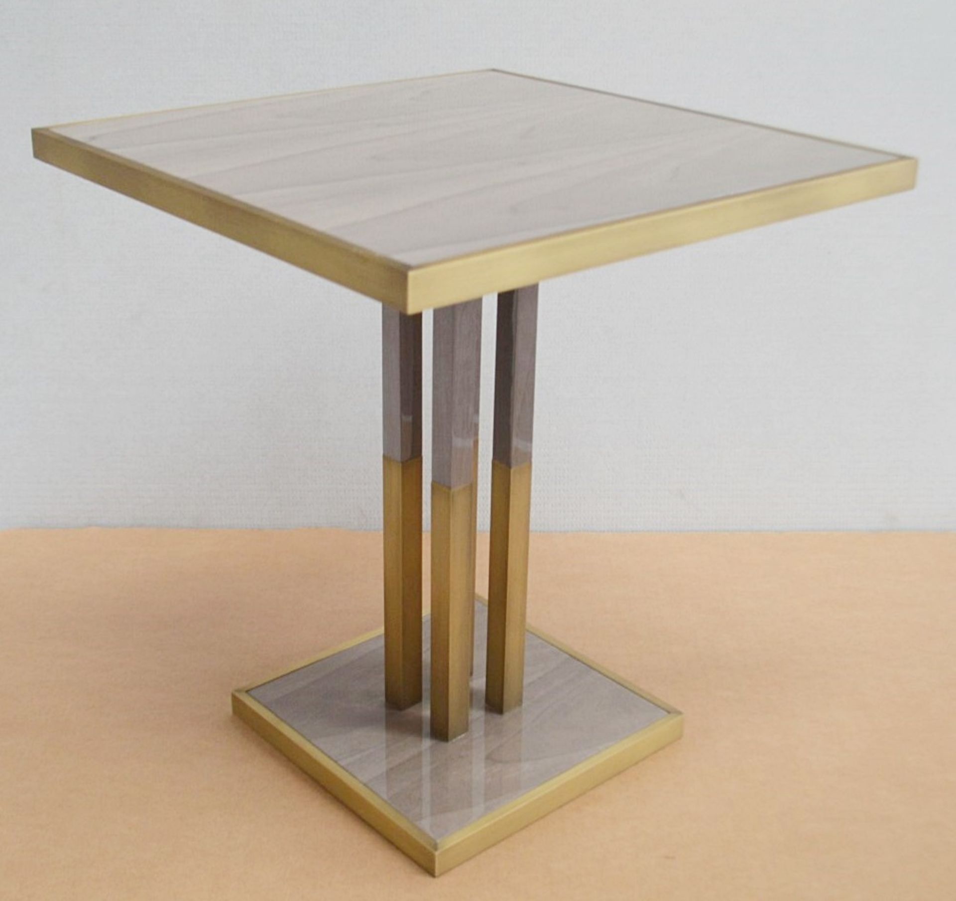 1 x FRATO 'Perth' Luxury Side Table With A Limed Wood Finish, and Brushed Brass Details - - Image 2 of 5