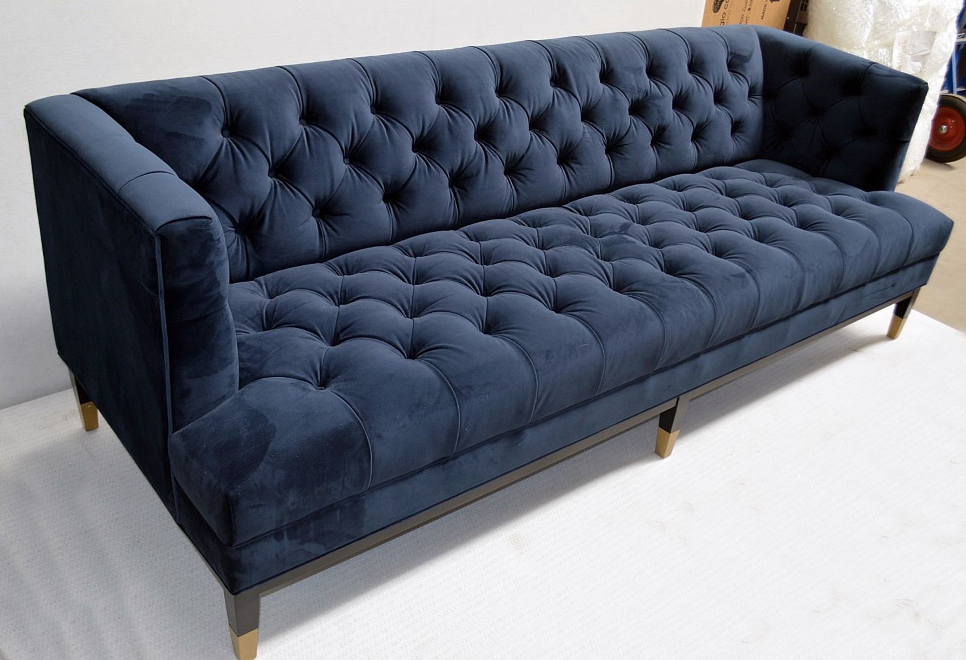 1 x EICHHOLTZ 'Castelle' 2.3 Metre Long Sofa Upholstered In Midnight Blue Velvet - RRP £3,320 - Image 8 of 10