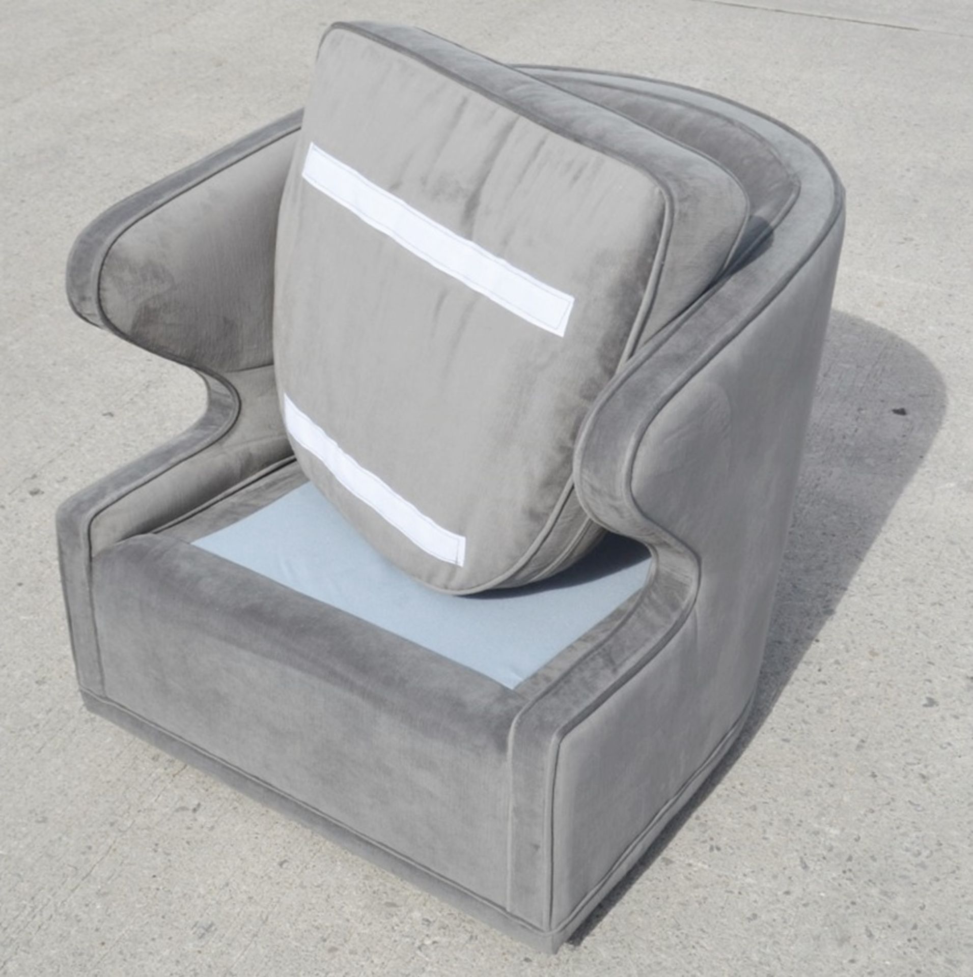 1 x EICHHOLTZ 'Dorset' Velvet Upholstered Chair In Granite Grey With Swivel Base - Ref: 5836384(B)/ - Image 11 of 13