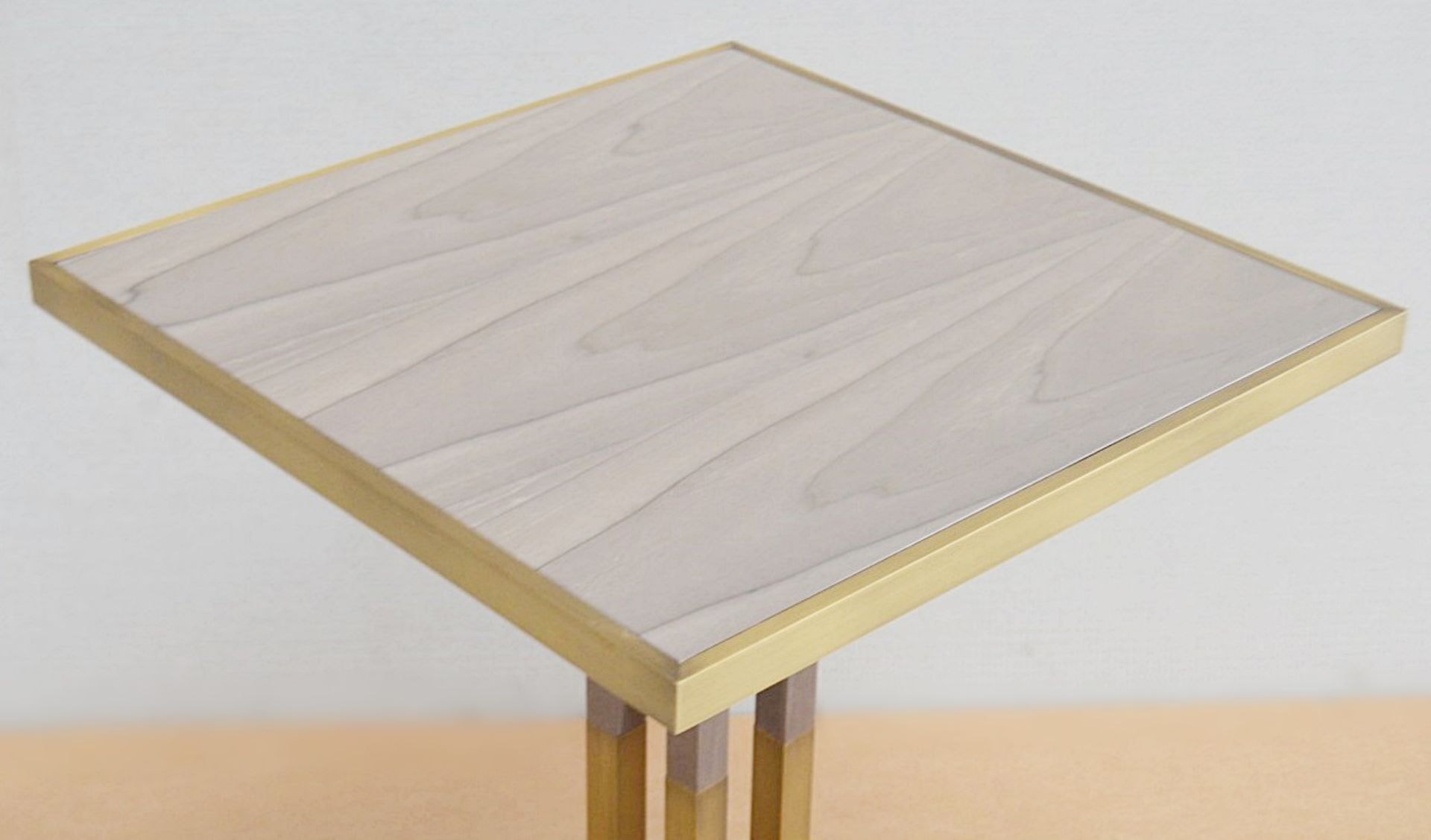 1 x FRATO 'Perth' Luxury Side Table With A Limed Wood Finish, and Brushed Brass Details - - Image 4 of 5