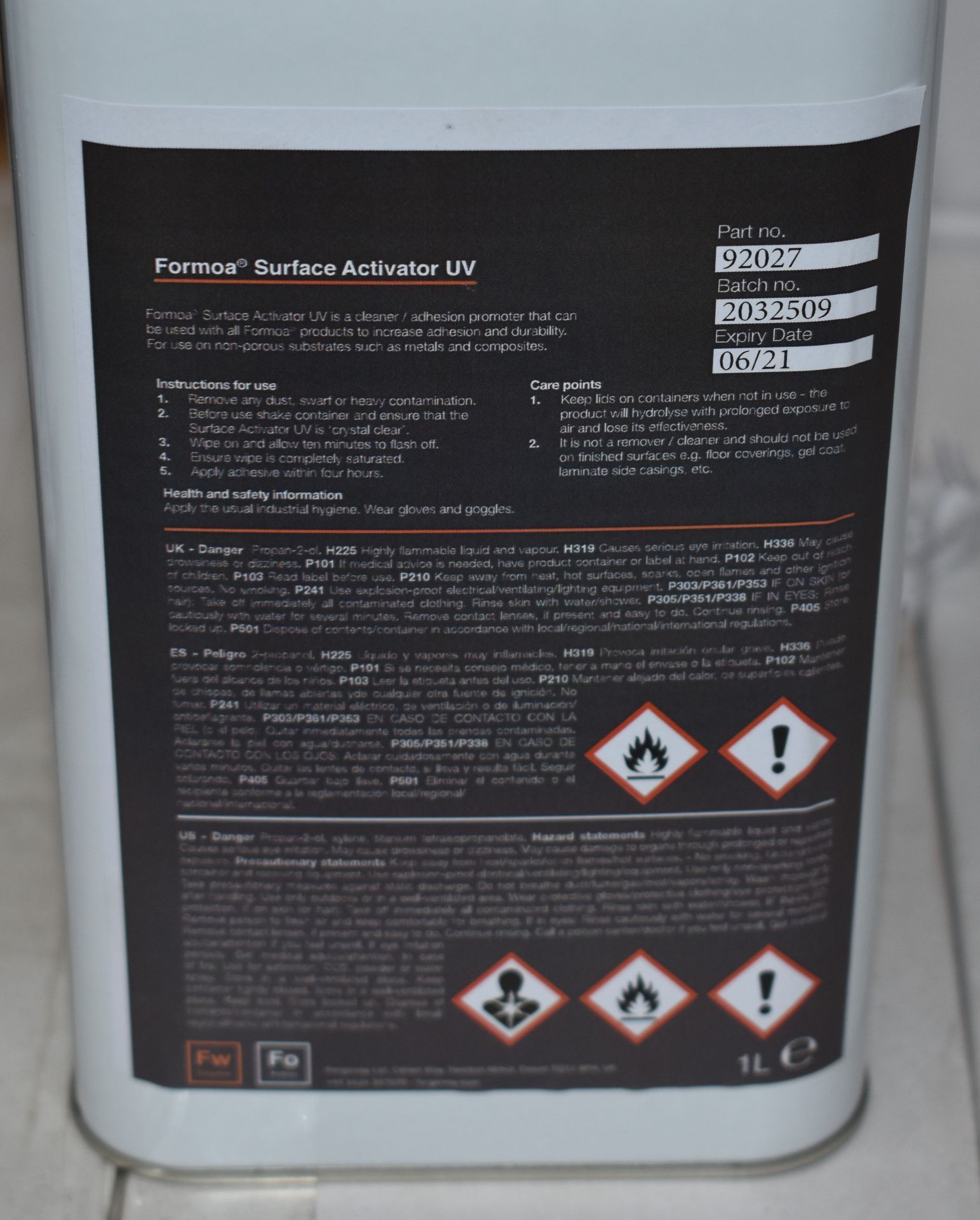 120 x Forgeway Formoa Surface Activator 1 Litre Containers - Adhesion Promotor, Cleaner, Degreaser - Image 2 of 6