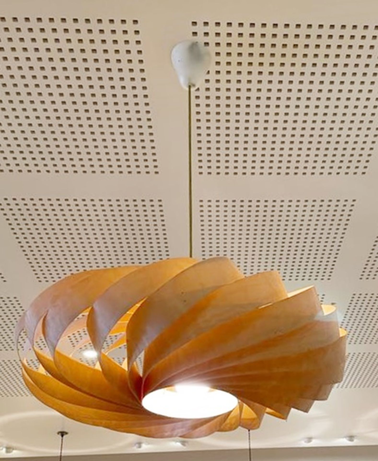 3 x Suspended Bent Wood Ceiling Light Pendants - 65cm Diameter - CL666 - Location: West Bridgford,