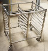 1 x Grundy Stainless Steel 14 Tier Side by Side Mobile Tray Stand - Unused - Ref JP137 WH2 -