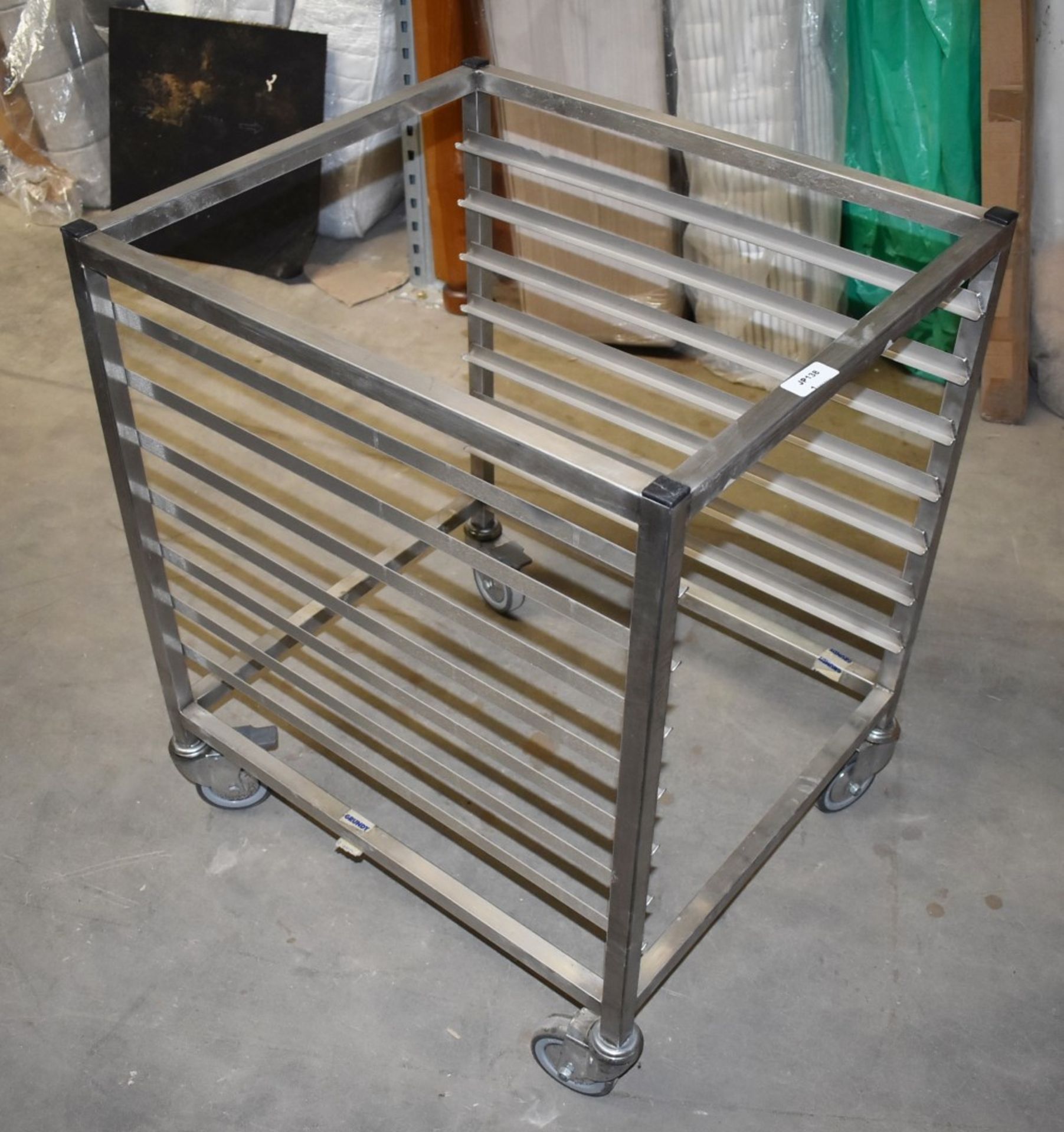 1 x Grundy Stainless Steel 7 Tier Mobile Tray Stand - Unused - Ref JP138 WH2 - Location: