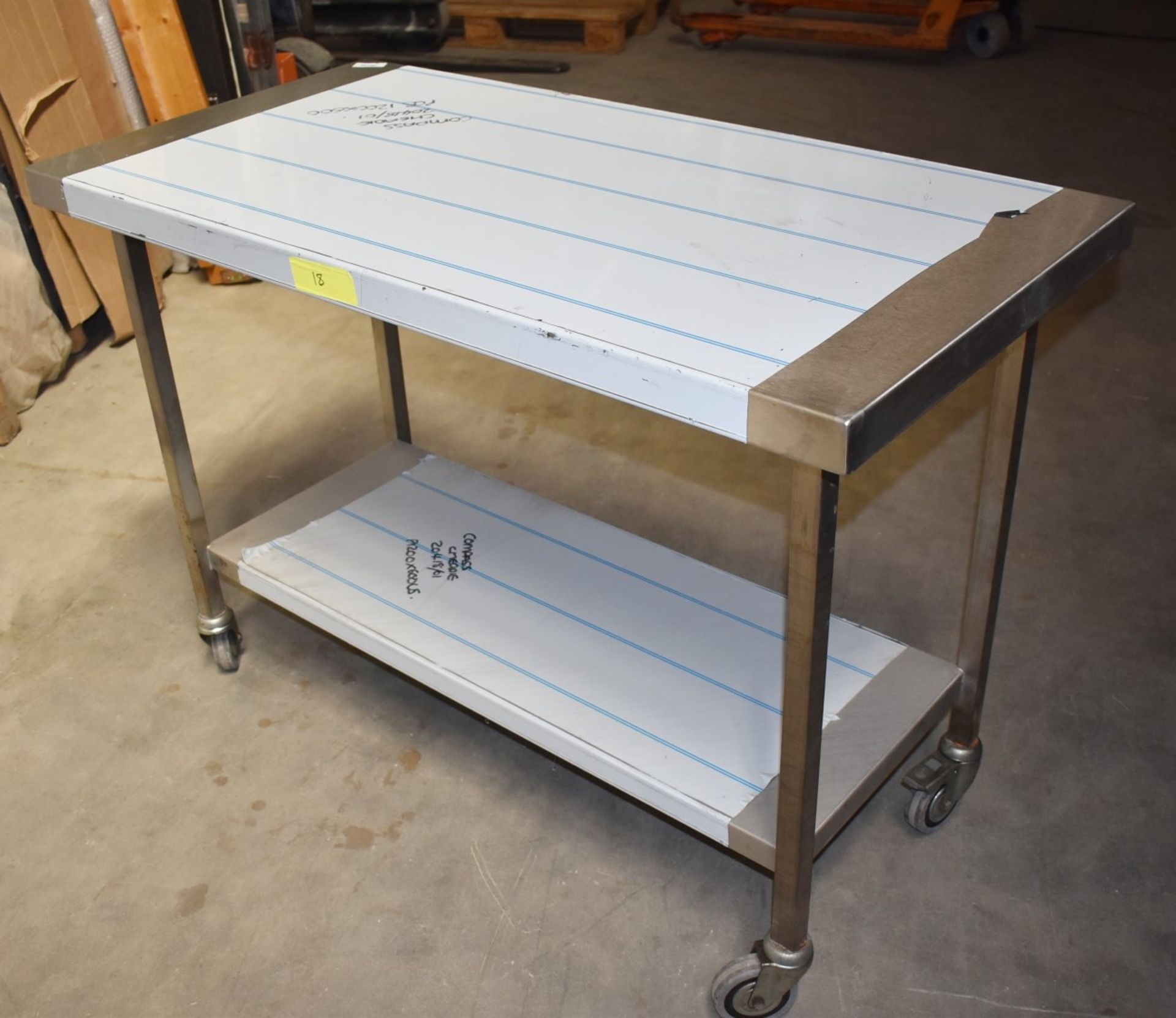 1 x Grundy Mobile Stainless Steel Prep Table With Undershelf - Size H85 x W120 x D60 cms - Ref JP145 - Image 6 of 6