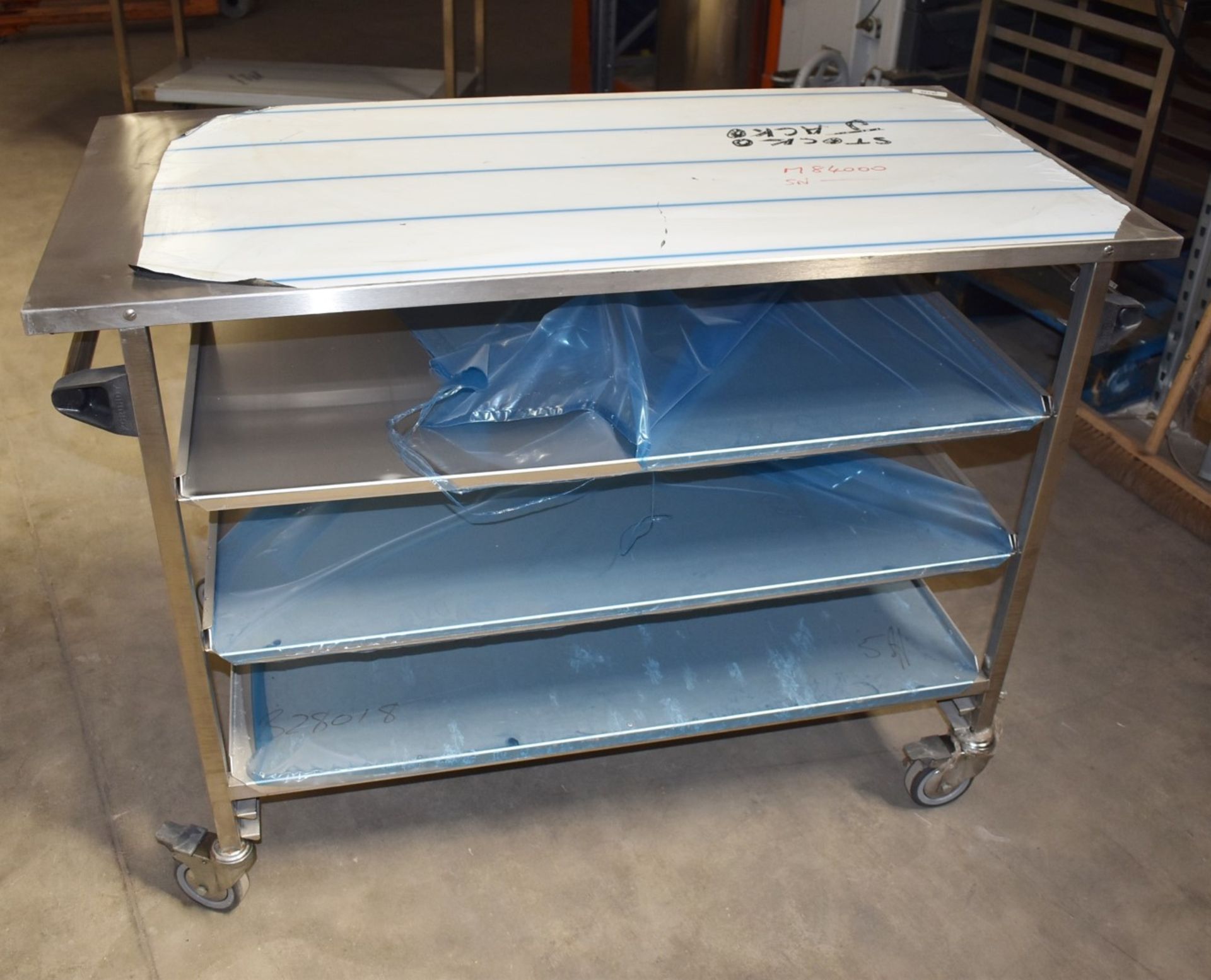 1 x Grundy Stainless Steel Prep Trolley With Pull Out Shelves, Push/Pull Handles and Castors - - Image 2 of 9