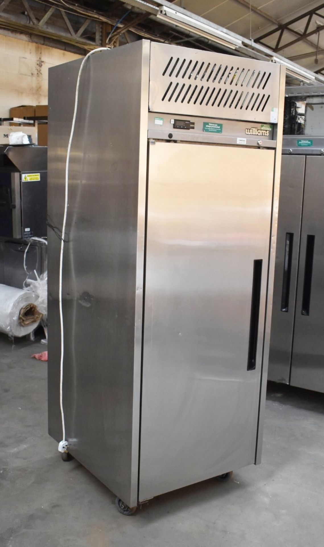 1 x Williams Jade Upright Single Door Refrigerator Stainless Steel Exterior & Internal Bakery Trays