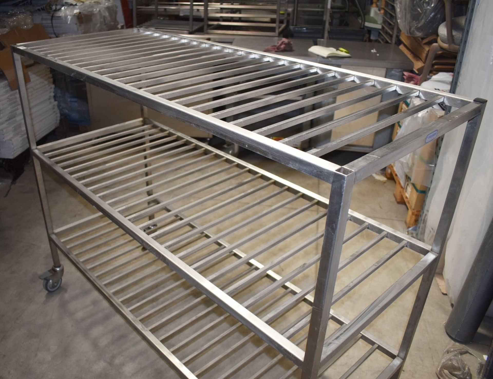 1 x Grundy Stainless Steel Mobile Veg Shelf Unit - Unused - Size H88 x W120 x D60 cms - Ref - Image 5 of 10