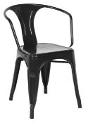 4 x Industrial Tolix Style Stackable Chairs With Armrests - Finish: BLACK - Ideal For Bistros, Pub