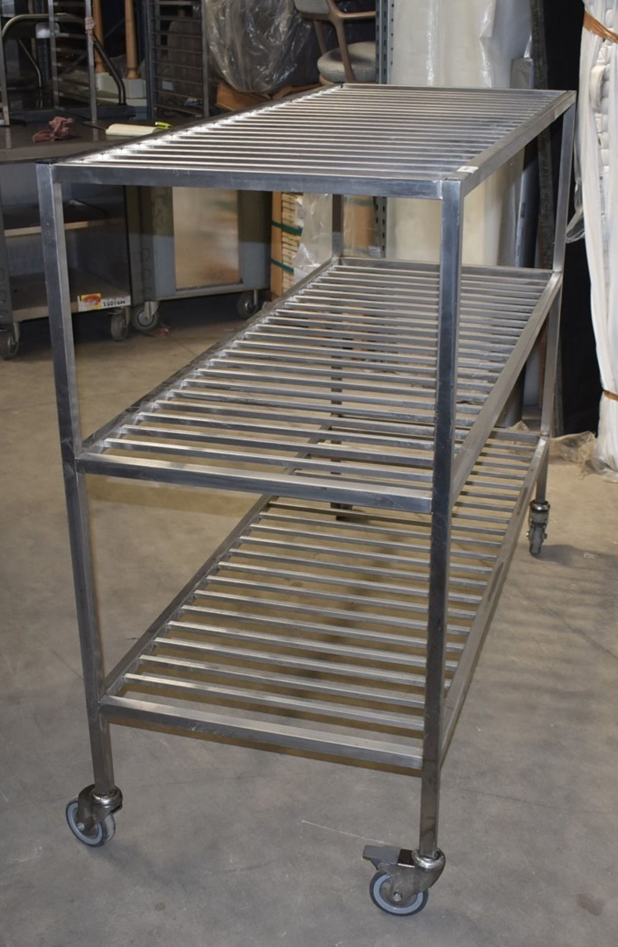 1 x Grundy Stainless Steel Mobile Veg Shelf Unit - Unused - Size H88 x W120 x D60 cms - Ref - Image 2 of 10