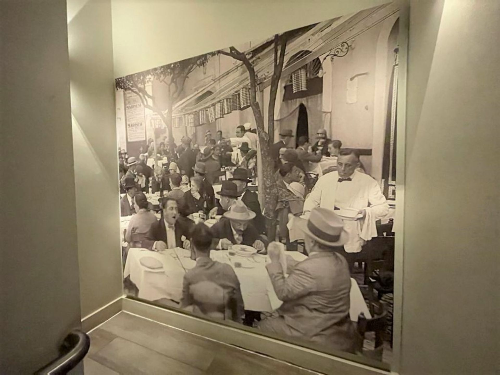 1 x Wall Mounted Picture Depicting an Early 20th Century Restaurant Steet Scene - Large Size