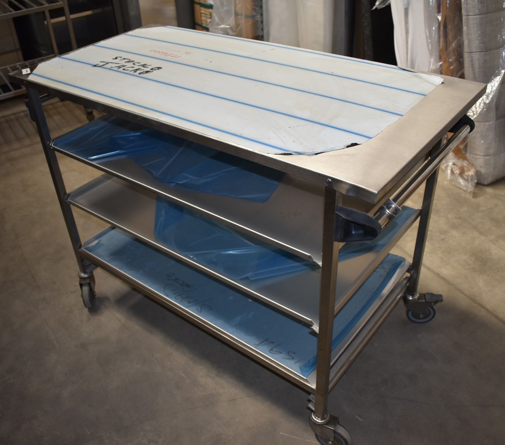 1 x Grundy Stainless Steel Prep Trolley With Pull Out Shelves, Push/Pull Handles and Castors - - Image 4 of 9