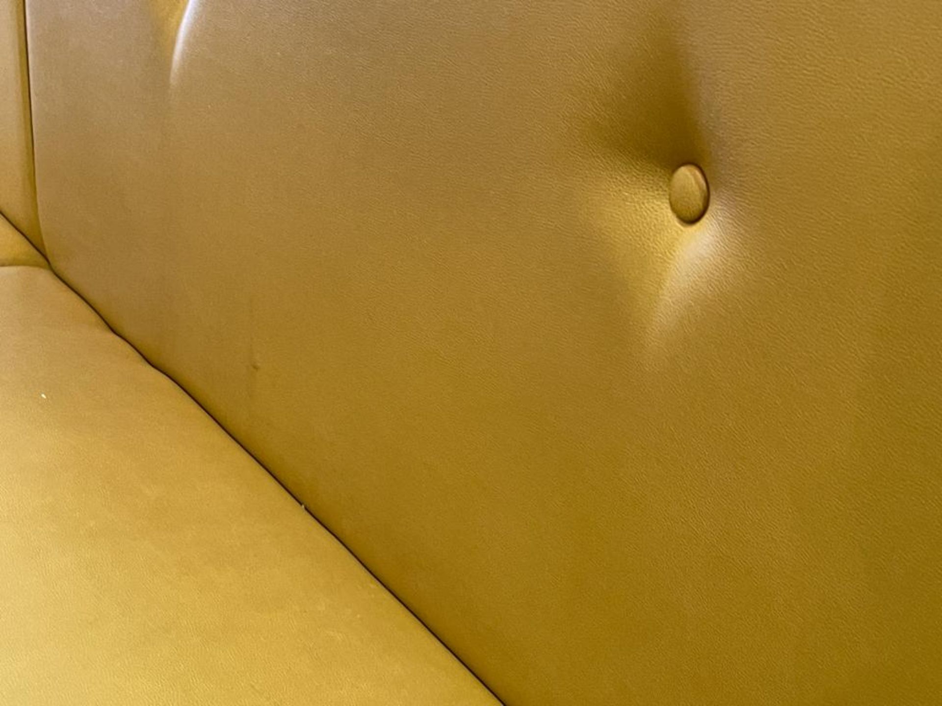 1 x Contemporary 27ft Seating Bench Upholstered With Button Back Leather in Mustard - Dimensions: - Image 11 of 13